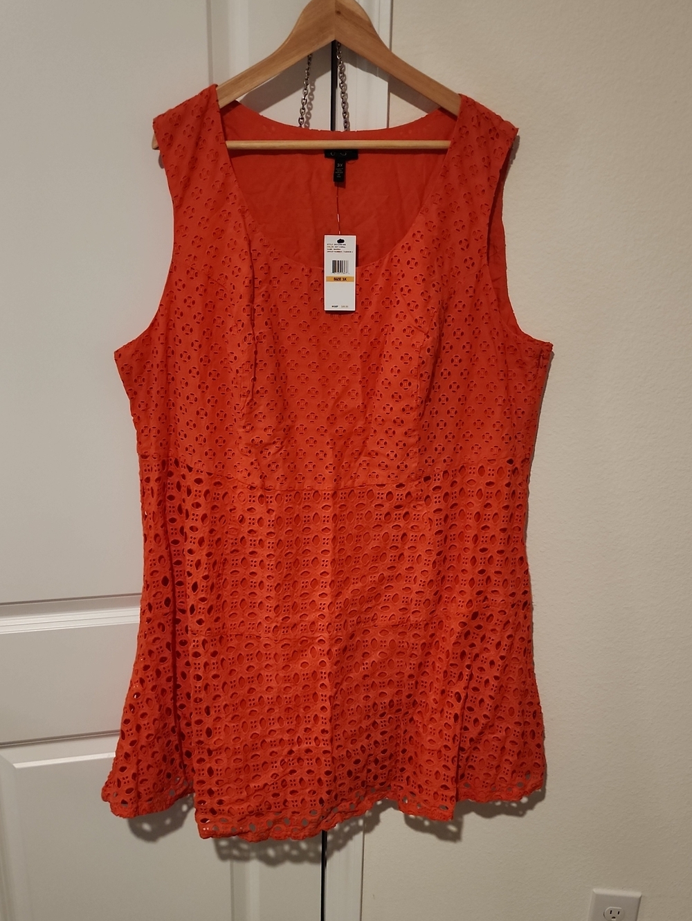 Jessica Simpson Orange Eyelet Sleeveless Tunic